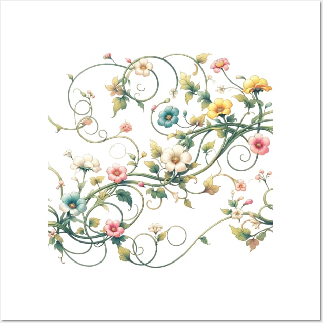 Victorian Flourish Floral Vines Wall Art by GracePaigePlaza